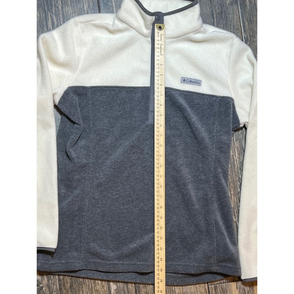 Columbia Fleece Pullover Half Snap Benton Springs White Gray Women's Medium Warm - Picture 6 of 9